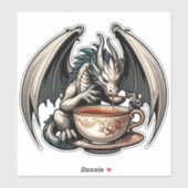 Dragon Drinking Coffee Tee Aufkleber (Blatt)