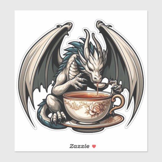 Dragon Drinking Coffee Tee Aufkleber (Blatt)