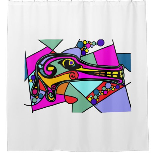 Dragon Duck Pop Art + Ihr Backgr. Ideen Duschvorhang (Vorderseite)