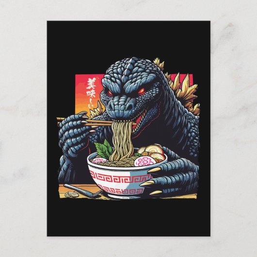 Dragon eating ramen postkarte (Vorderseite)