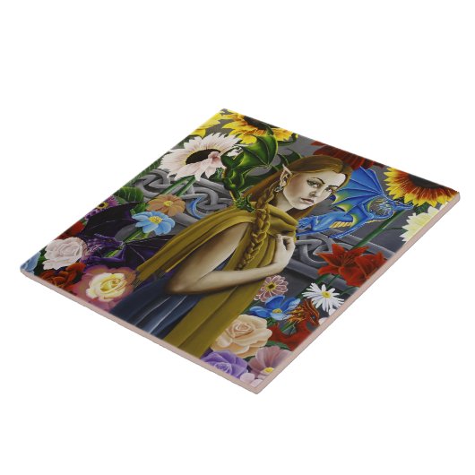 Dragon Elf Flower Garden Fliese (Seite)