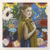 Dragon Elf Flower Garden Glasuntersetzer (Vorderseite)