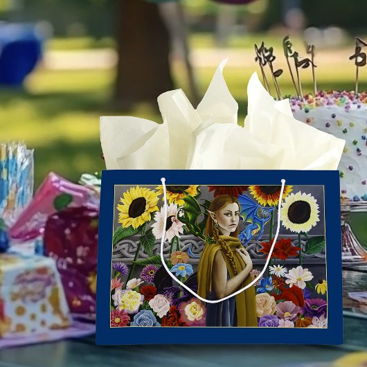 Dragon Elf Flower Garden Große Geschenktüte