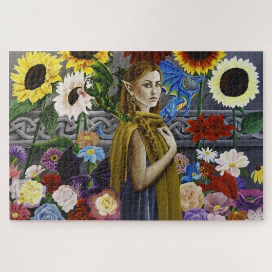 Dragon Elf Flower Garden Puzzle (Horizontal)