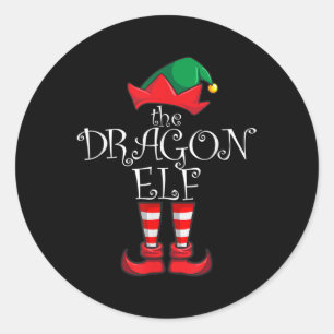 Dragon Elf Matching Family Weihnachten Party Pajam Runder Aufkleber