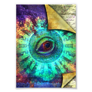 Dragon Eye Alte Reliefkunst Print Fotodruck