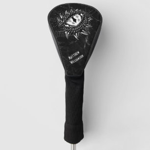Dragon Eye Black Marble Background Monogram Golf Headcover