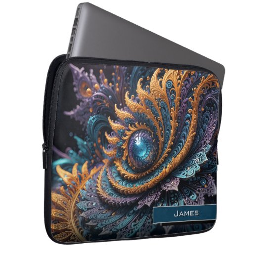 Dragon Eye Modern Abstrakt Geometric Fraktal Name Laptopschutzhülle (Vorne Rechts)