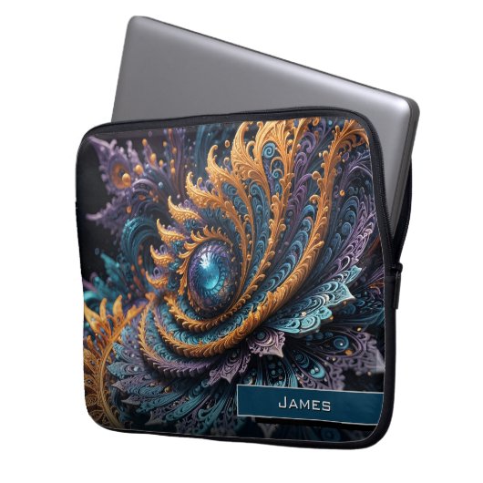 Dragon Eye Modern Abstrakt Geometric Fraktal Name Laptopschutzhülle (Vorderseite Links)