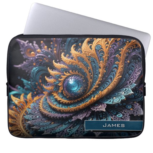 Dragon Eye Modern Abstrakt Geometric Fraktal Name Laptopschutzhülle (Vorderseite)