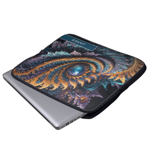 Dragon Eye Modern Abstrakt Geometric Fraktal Name Laptopschutzhülle (Vorne Knopf)