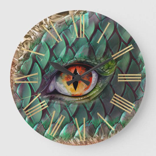 Dragon Eye Mythische Fantasie Große Wanduhr (Vorderseite)