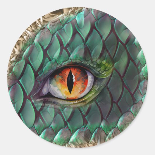 Dragon Eye Mythische Fantasie Runder Aufkleber (Vorderseite)