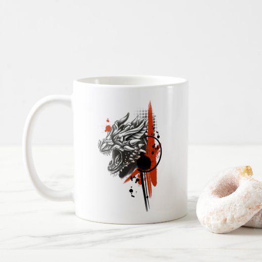 Dragon Face Trash Polka Kaffeetasse (Mit Donut)