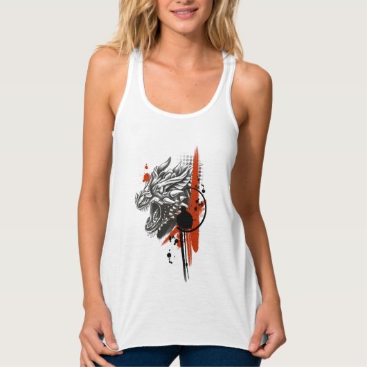 Dragon Face Trash Polka Tank Top (Vorderseite)