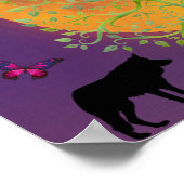 Dragon Fairy Unicorn Fantasiebaum und Vollmond Poster (Ecke)