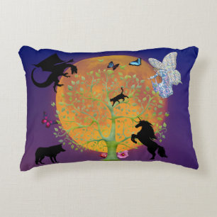 Dragon Fairy Unicorn Fantasiebaum und Vollmond T Dekokissen