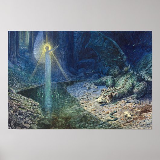 Dragon & Fairy Vintage Fantasie Kunst Poster (Vorne)