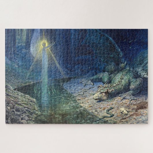 Dragon & Fairy Vintage Fantasie Kunst Puzzle (Horizontal)