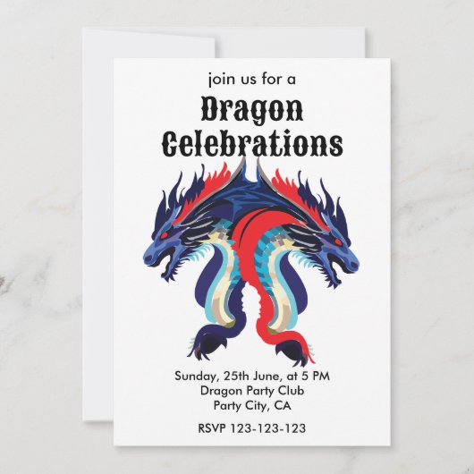 Dragon Fantasy Art Whimsical Dragon Celebrrations Einladung (Vorderseite)