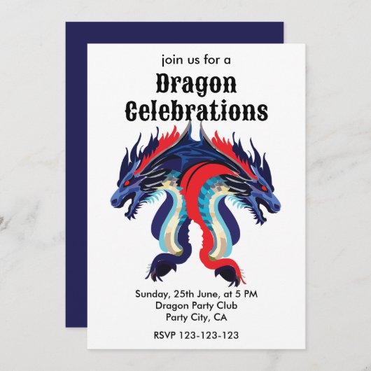 Dragon Fantasy Art Whimsical Dragon Celebrrations Einladung (Vorne/Hinten)