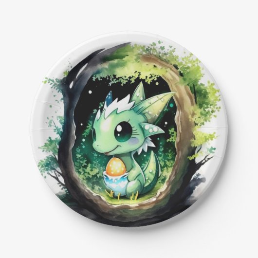 Dragon Fantasy Baby Dusche Pappteller (Vorderseite)