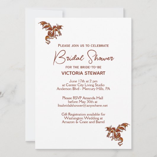 Dragon Fantasy Bridal Dusche Einladung (Vorderseite)