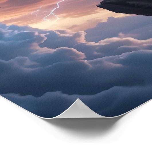 Dragon Fantasy Cliff Lightning Poster (Ecke)