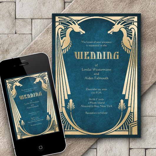 Dragon Fantasy Modern Deko Wedding Einladung