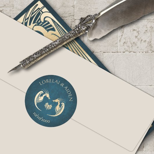 Dragon Fantasy Modern Deko Wedding Runder Aufkleber