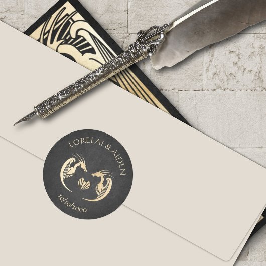 Dragon Fantasy Modern Deko Wedding Runder Aufkleber