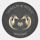 Dragon Fantasy Modern Deko Wedding Runder Aufkleber (Vorderseite)