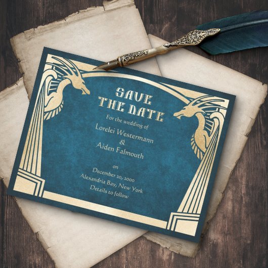 Dragon Fantasy Modern Deko Wedding Save The Date