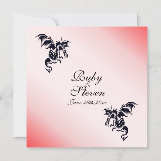 Dragon Fantasy Red Wedding Einladung (Rückseite)