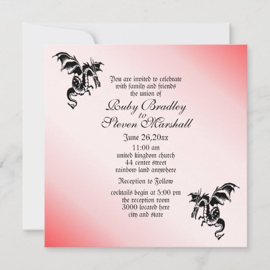 Dragon Fantasy Red Wedding Einladung (Vorderseite)