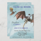 Dragon Fantasy Serpent Birthday Party Child's Einladung (Vorne/Hinten)