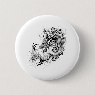 Dragon Fantasy Wild Animal Illustration Art Tattoo Button