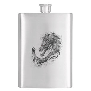 Dragon Fantasy Wild Animal Illustration Art Tattoo Flachmann