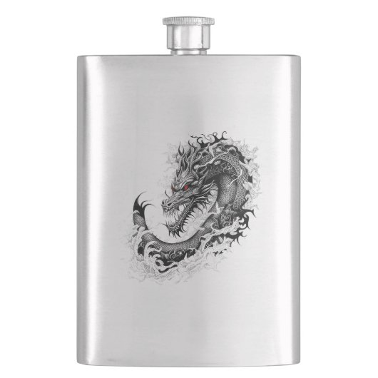 Dragon Fantasy Wild Animal Illustration Art Tattoo Flachmann (Vorderseite)