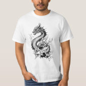 Dragon Fantasy Wild Animal Illustration Art Tattoo T-Shirt (Vorderseite)