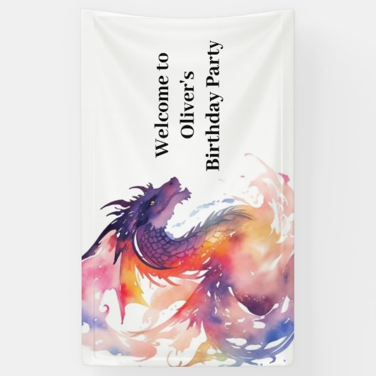 Dragon Fantasyland Adventure Birthday Banner (Vertikal)