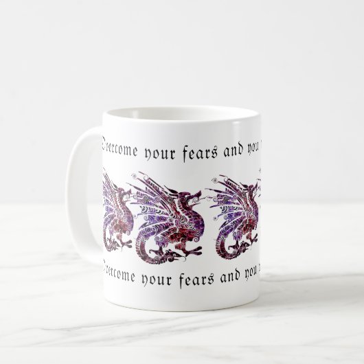 Dragon Fear Quotes - Mut und Stärke einbinden Kaffeetasse (Vorderseite Links)