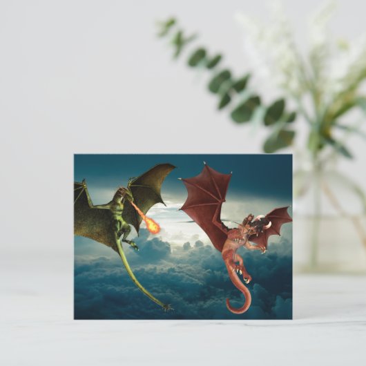 Dragon Fire Battle Fantasy Postkarte (Stehend Vorderseite)