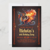 Dragon Fire Boys Fantasy Birthday Invitation Einladung (Vorderseite)