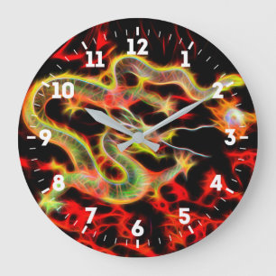 Dragon Fire decor on Lucky Energy on a Große Wanduhr