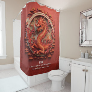 Dragon Fire Element Red Flames Fantasy Mystical Duschvorhang