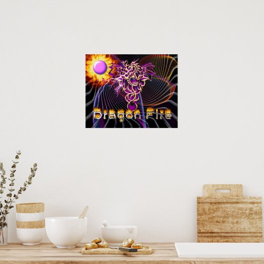Dragon Fire - Fantasy Art Poster (Küche)