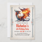 Dragon Fire Fantasy Birthday Einladung (Vorderseite)