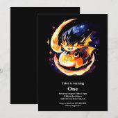 Dragon First Birthday Einladung (Vorne/Hinten)
