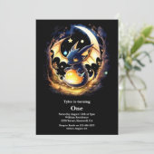 Dragon First Birthday Einladung (Stehend Vorderseite)